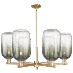 Brookhaven Cloche 24"W 6 Light Champagne Stem Chandelier w/ Slate Shade