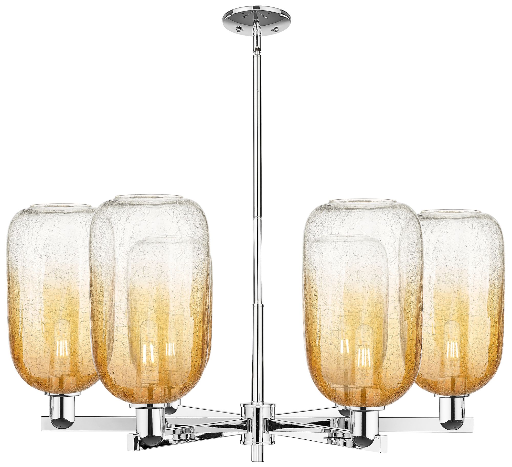 Brookhaven Cloche 24"W 6 Light Chrome Stem Chandelier With Amber Shade