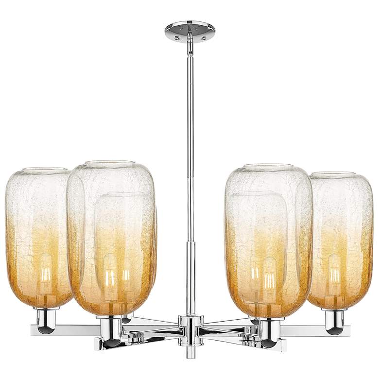 Image 1 Brookhaven Cloche 24"W 6 Light Chrome Stem Chandelier With Amber Shade