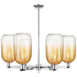 Brookhaven Cloche 24"W 6 Light Chrome Stem Chandelier With Amber Shade