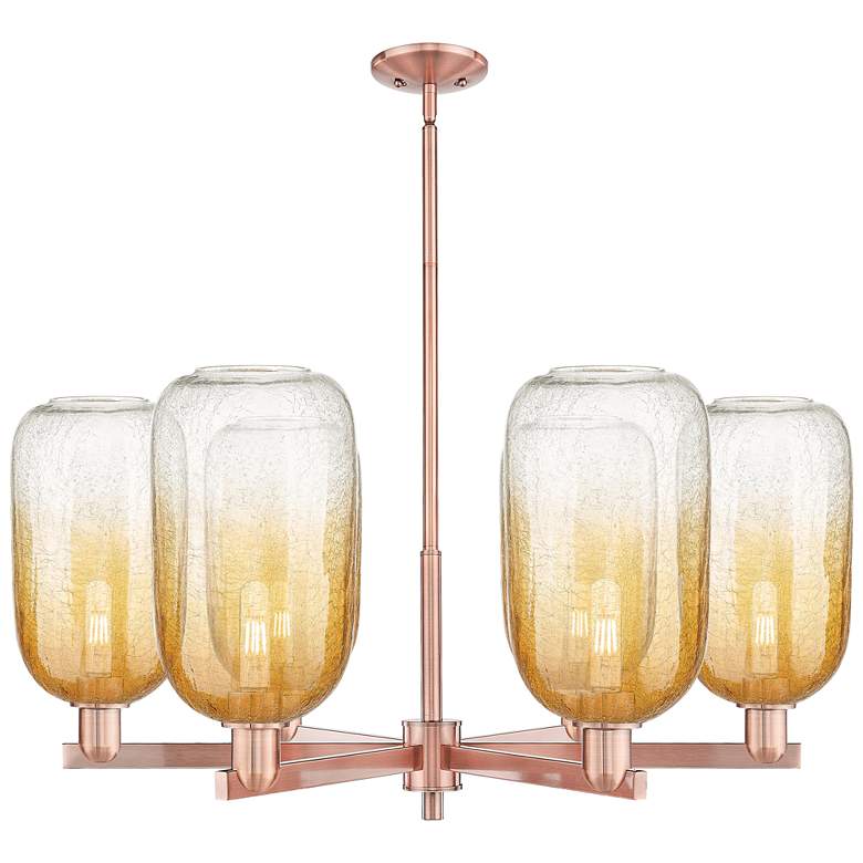 Image 1 Brookhaven Cloche 24"W 6 Light Copper Stem Chandelier w/ Amber Shade