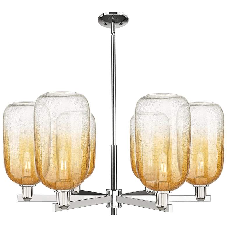 Image 1 Brookhaven Cloche 24"W 6 Light Nickel Stem Chandelier w/ Amber Shade