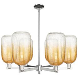 Brookhaven Cloche 24"W 6 Light Nickel Stem Chandelier w/ Amber Shade
