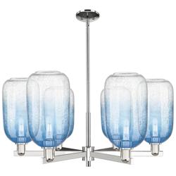 Brookhaven Cloche 24"W 6 Light Nickel Stem Chandelier w/ Sapphire Shade