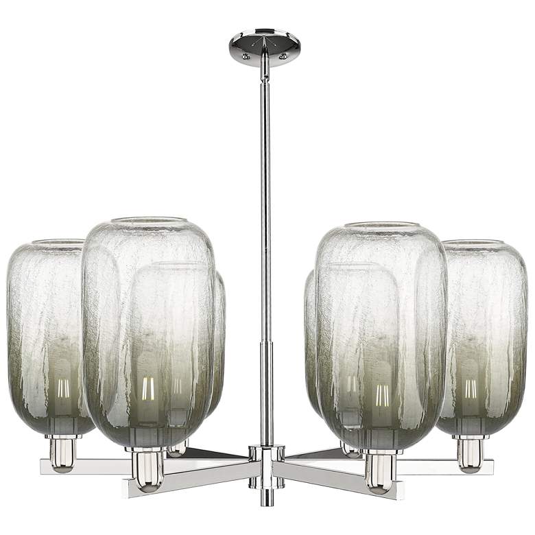 Image 1 Brookhaven Cloche 24"W 6 Light Nickel Stem Chandelier w/ Slate Shade