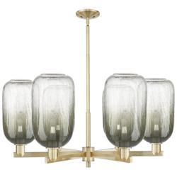 Brookhaven Cloche 24"W 6-Lt Antique Brass Stem Chandelier w/ Slate Shade