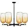 Brookhaven Cloche 24"W 6-Lt Black Brass Stem Chandelier w/ Amber Shade