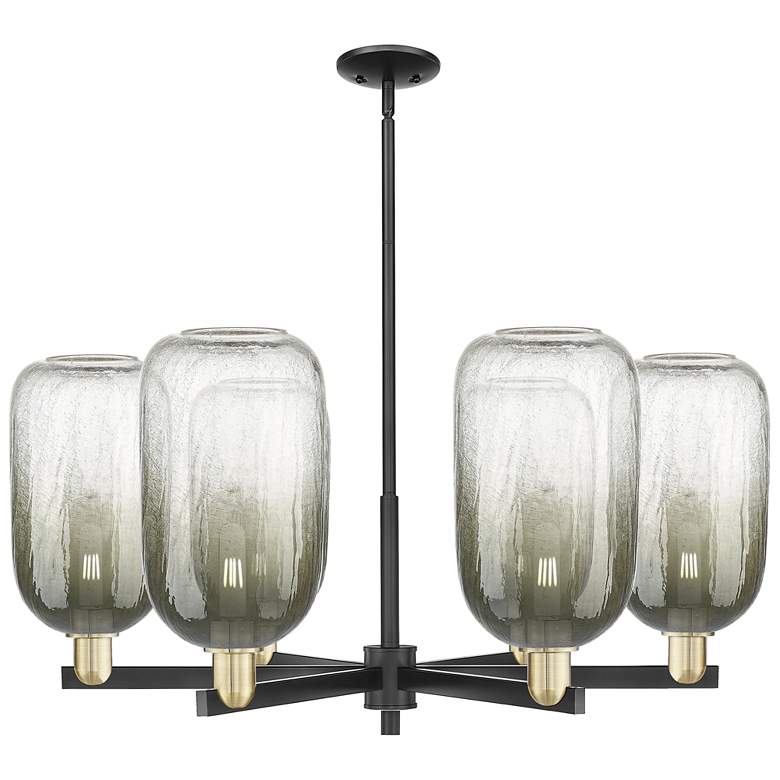 Image 1 Brookhaven Cloche 24"W 6-Lt Black Brass Stem Chandelier w/ Slate Shade