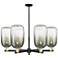 Brookhaven Cloche 24"W 6-Lt Black Brass Stem Chandelier w/ Slate Shade