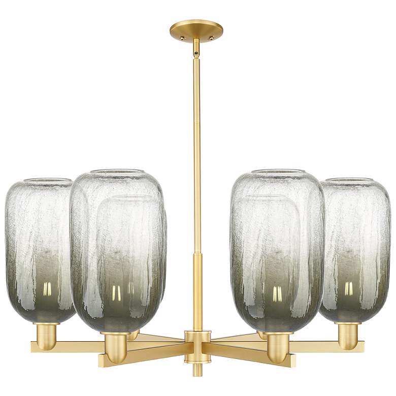 Image 1 Brookhaven Cloche 24"W 6-Lt Satin Gold Stem Chandelier w/ Slate Shade