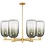 Brookhaven Cloche 24"W 6-Lt Satin Gold Stem Chandelier w/ Slate Shade