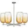 Brookhaven Cloche 24"W 6-Lt Satin Nickel Stem Chandelier w/ Amber Shade