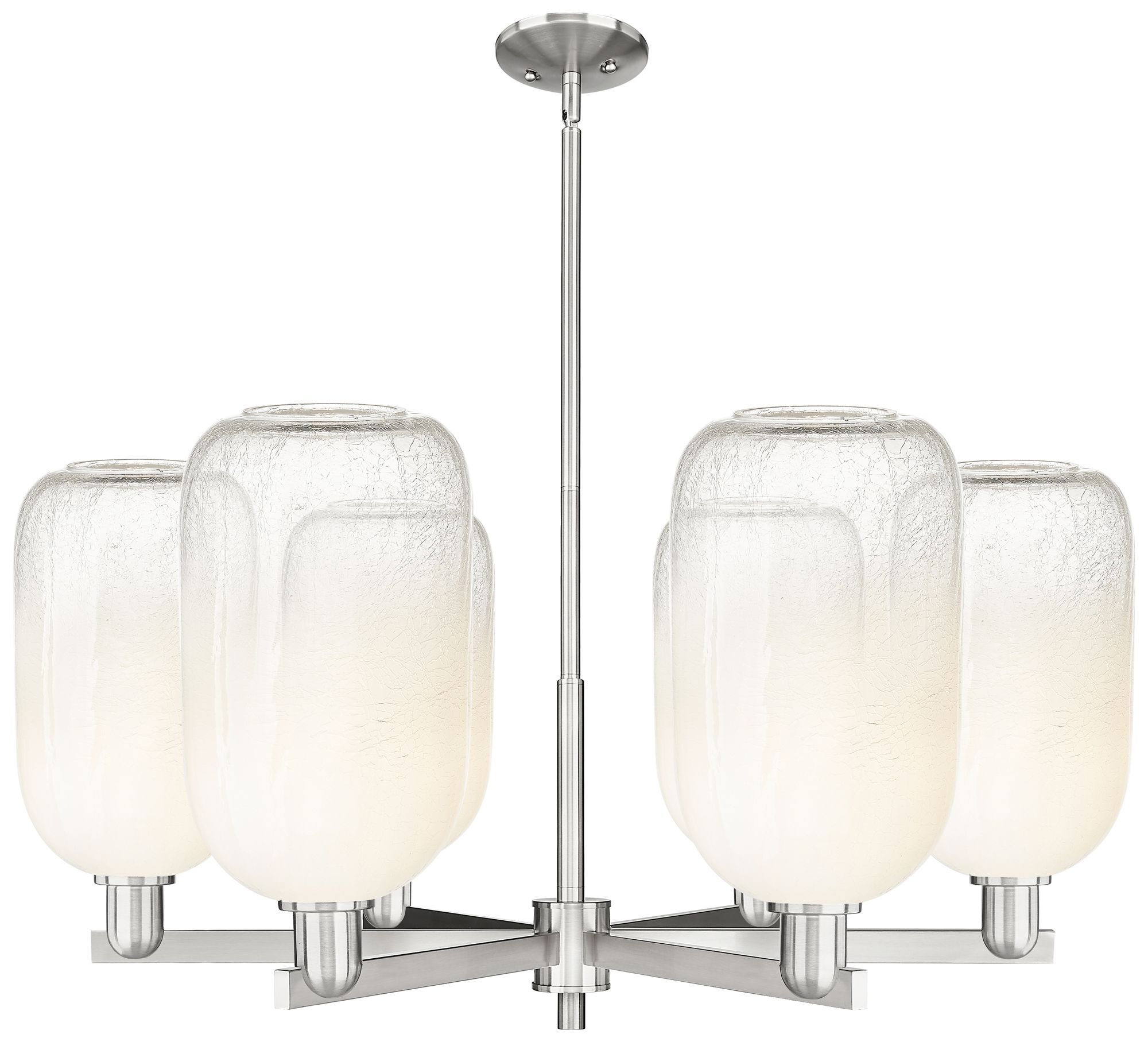 Brookhaven Cloche 24"W 6-Lt Satin Nickel Stem Chandelier w/ Opal Shade