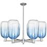 Brookhaven Cloche 24"W 6-Lt Satin Nickel Stem Chandelier w/ Sapphire Shade