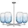 Brookhaven Cloche 24"W 6-Lt Satin Nickel Stem Chandelier w/ Sapphire Shade