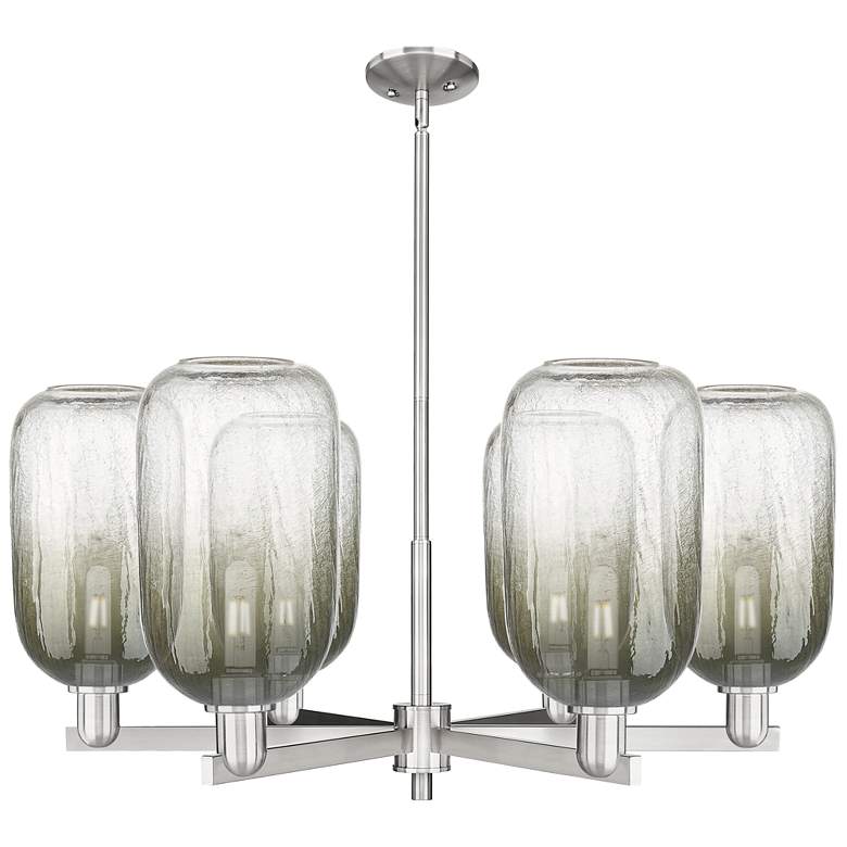Image 1 Brookhaven Cloche 24"W 6-Lt Satin Nickel Stem Chandelier w/ Slate Shade
