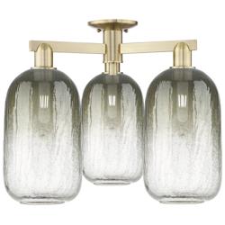 Brookhaven Cloche 25"W 3 Light Antique Brass Semi-Flush w/ Slate Shade