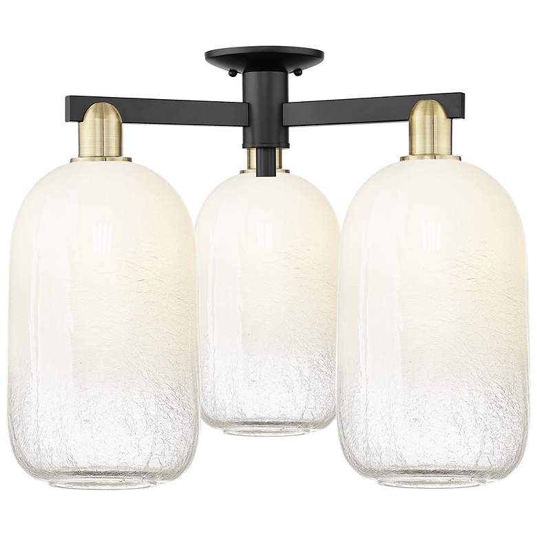 Image 1 Brookhaven Cloche 25"W 3 Light Black Brass Semi-Flush With Opal Shade