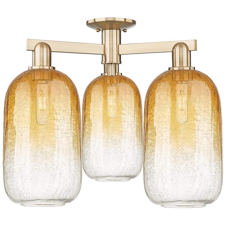 Image 1 Brookhaven Cloche 25"W 3 Light Champagne Semi-Flush With Amber Shade