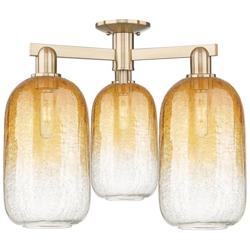 Brookhaven Cloche 25"W 3 Light Champagne Semi-Flush With Amber Shade