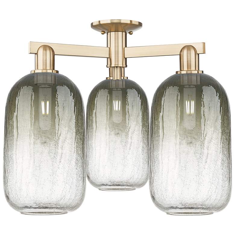 Image 1 Brookhaven Cloche 25"W 3 Light Champagne Semi-Flush With Slate Shade