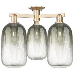 Brookhaven Cloche 25"W 3 Light Champagne Semi-Flush With Slate Shade