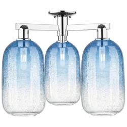 Brookhaven Cloche 25"W 3 Light Chrome Semi-Flush With Sapphire Shade