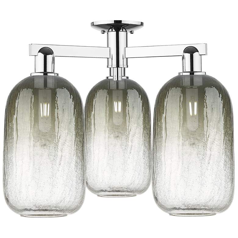 Image 1 Brookhaven Cloche 25"W 3 Light Chrome Semi-Flush With Slate Shade