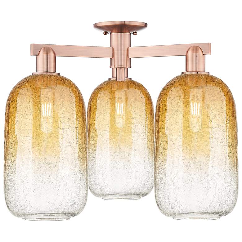 Image 1 Brookhaven Cloche 25"W 3 Light Copper Semi-Flush With Amber Shade
