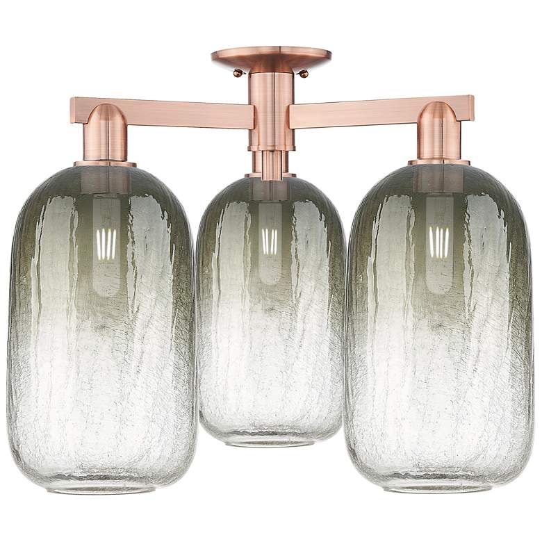 Image 1 Brookhaven Cloche 25"W 3 Light Copper Semi-Flush With Slate Shade