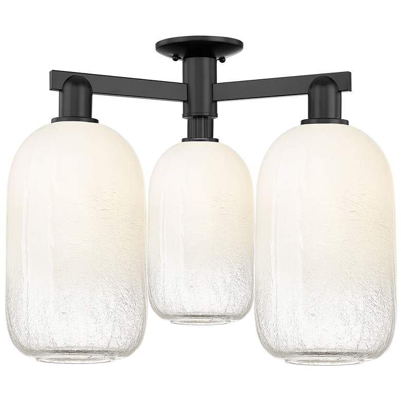 Image 1 Brookhaven Cloche 25"W 3 Light Matte Black Semi-Flush With Opal Shade