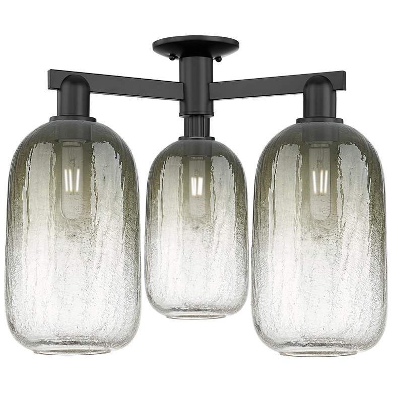 Image 1 Brookhaven Cloche 25"W 3 Light Matte Black Semi-Flush With Slate Shade