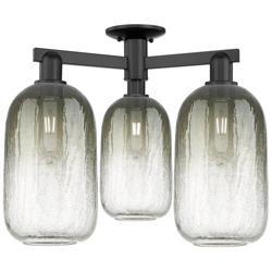 Brookhaven Cloche 25"W 3 Light Matte Black Semi-Flush With Slate Shade