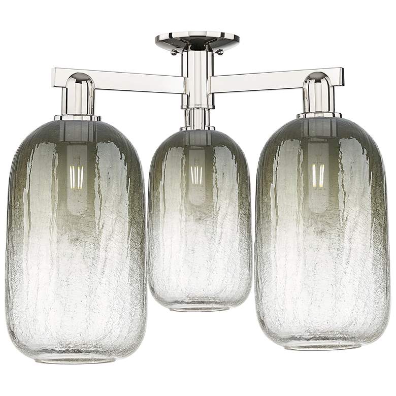 Image 1 Brookhaven Cloche 25"W 3 Light Nickel Semi-Flush w/ Slate Shade