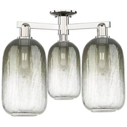 Brookhaven Cloche 25"W 3 Light Nickel Semi-Flush w/ Slate Shade