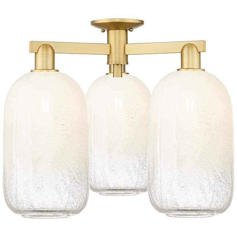 Image 1 Brookhaven Cloche 25"W 3 Light Satin Gold Semi-Flush With Opal Shade