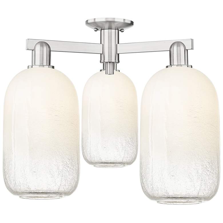 Image 1 Brookhaven Cloche 25"W 3 Light Satin Nickel Semi-Flush w/ Opal Shade
