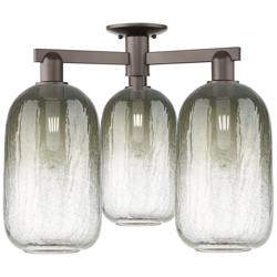 Brookhaven Cloche 25"W 3-Lt Oil Rubbed Bronze Semi-Flush w/ Slate Shade