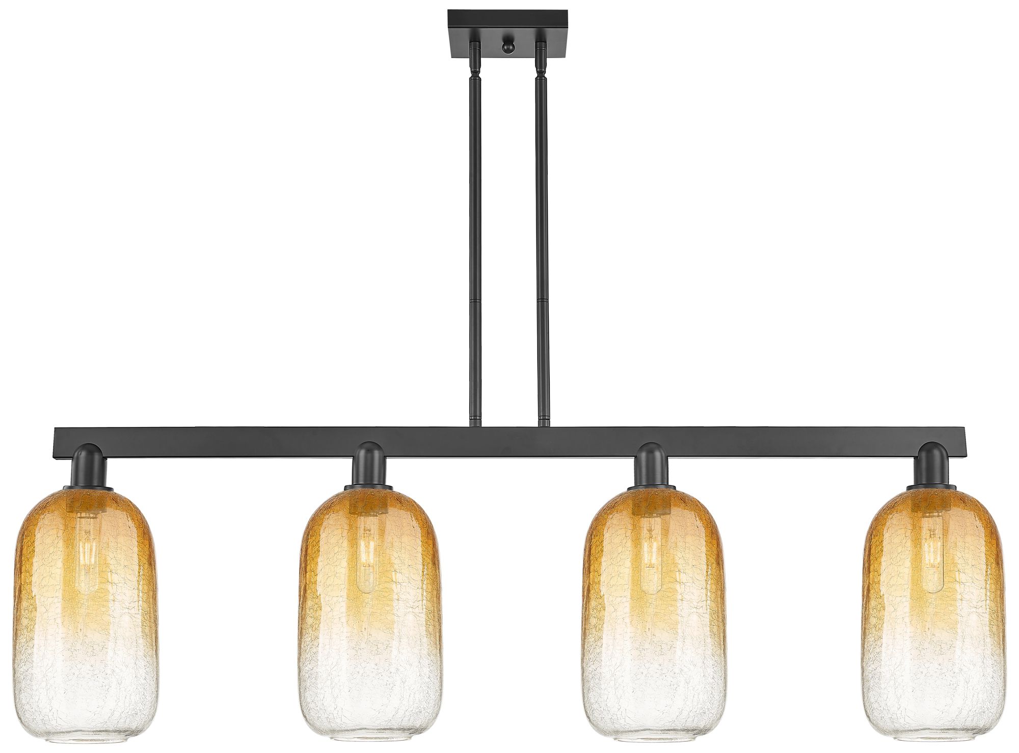 Brookhaven Cloche 48"W 4 Light Black Stem Island Light w/ Amber Shade