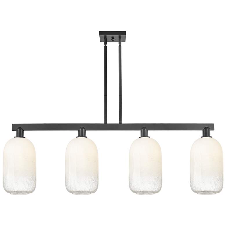 Image 1 Brookhaven Cloche 48"W 4 Light Black Stem Island Light w/ Opal Shade
