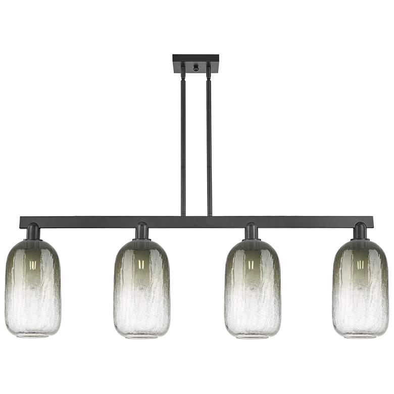 Image 1 Brookhaven Cloche 48"W 4 Light Black Stem Island Light w/ Slate Shade