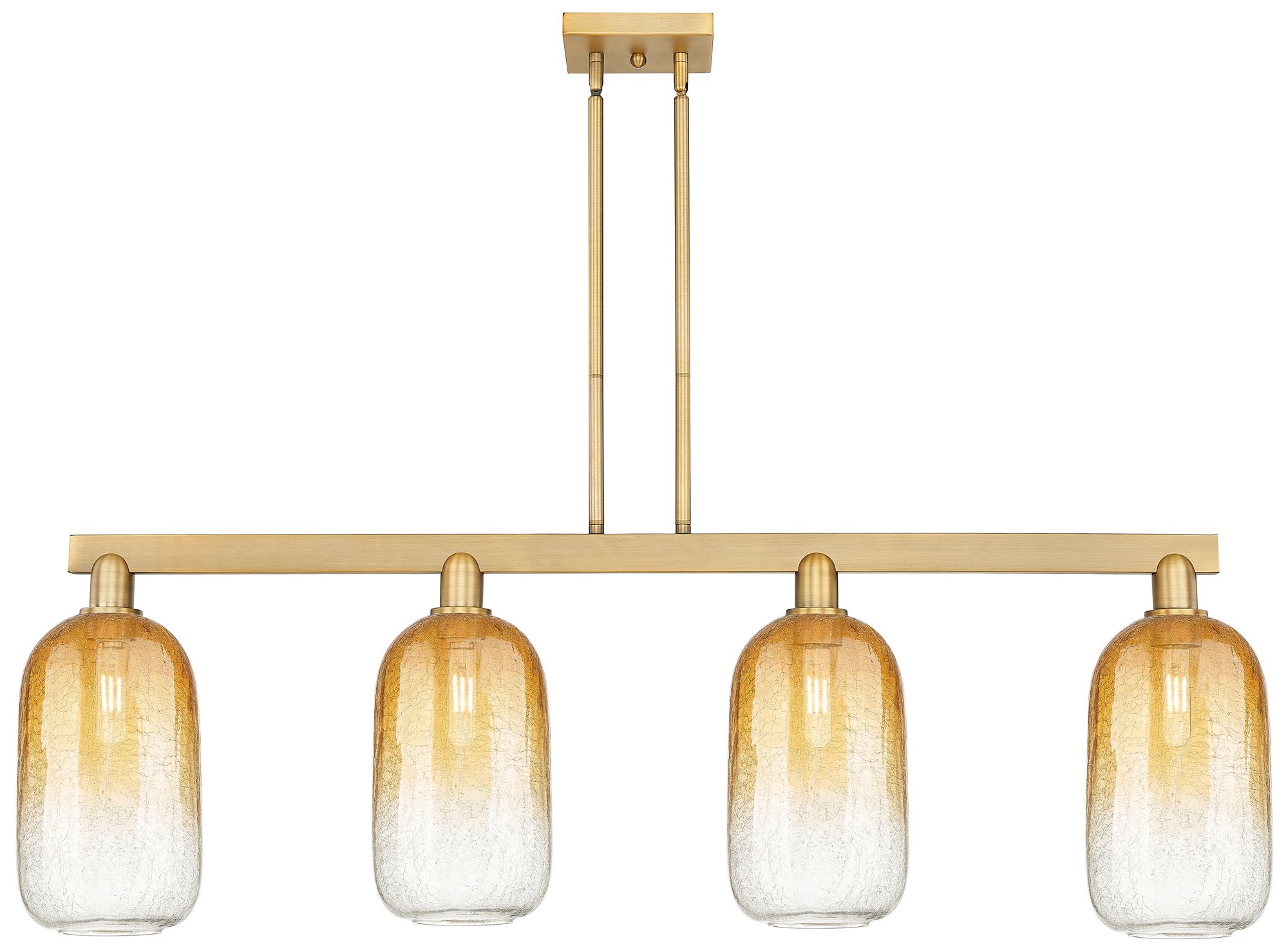 Brookhaven Cloche 48"W 4 Light Brass Stem Island Light w/ Amber Shade