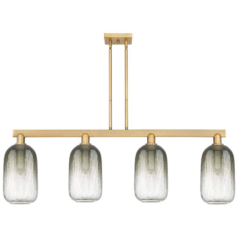 Image 1 Brookhaven Cloche 48"W 4 Light Brass Stem Island Light w/ Slate Shade