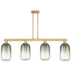 Brookhaven Cloche 48"W 4 Light Brass Stem Island Light w/ Slate Shade