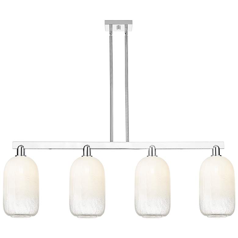Image 1 Brookhaven Cloche 48"W 4 Light Chrome Stem Island Light With Opal Shade