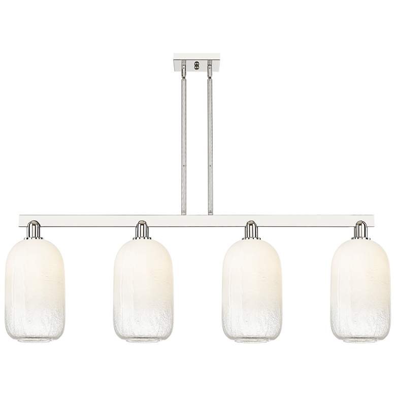 Image 1 Brookhaven Cloche 48"W 4 Light Nickel Stem Island Light w/ Opal Shade