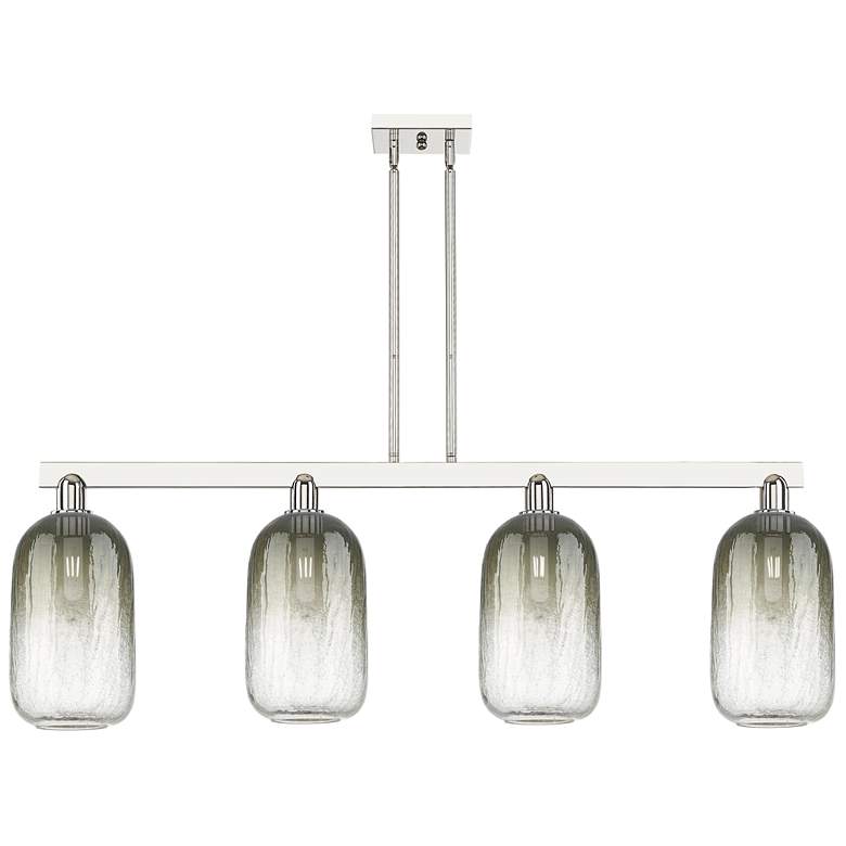 Image 1 Brookhaven Cloche 48"W 4 Light Nickel Stem Island Light w/ Slate Shade