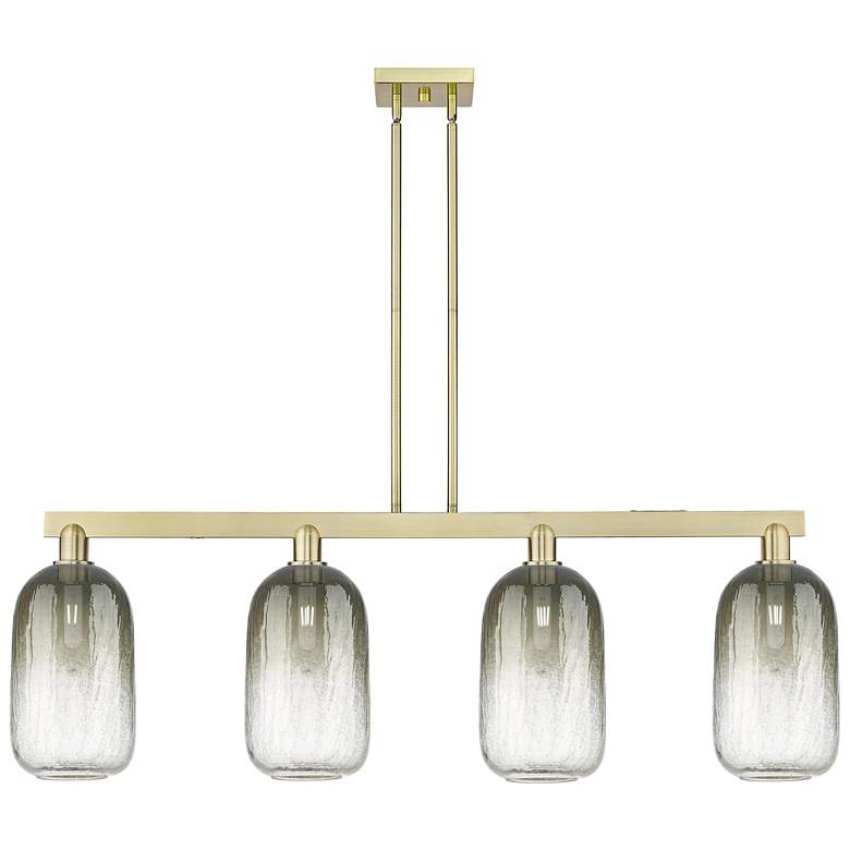 Image 1 Brookhaven Cloche 48"W 4-Lt Antique Brass Stem Island-Lt w/ Slate Shade