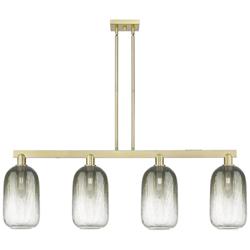 Brookhaven Cloche 48"W 4-Lt Antique Brass Stem Island-Lt w/ Slate Shade