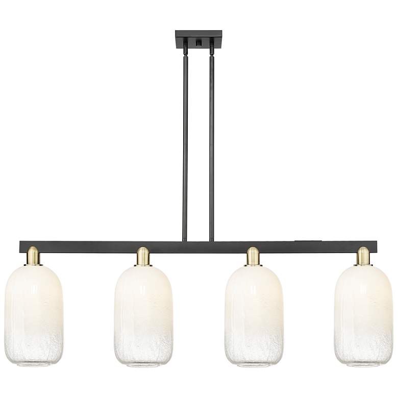 Image 1 Brookhaven Cloche 48"W 4-Lt Black Brass Stem Island-Lt w/ Opal Shade